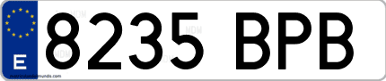 Ejemplo de matrícula de coche ordinaria 8235 BPB