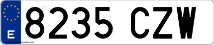 Ejemplo de matrícula española 8235 CZW