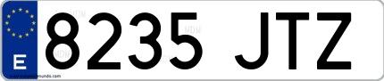 Ejemplo de matrícula española 8235 JTZ