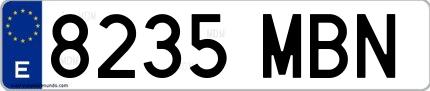 Ejemplo de matrícula española 8235 MBN