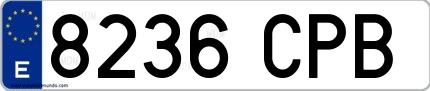 Ejemplo de matrícula española 8236 CPB