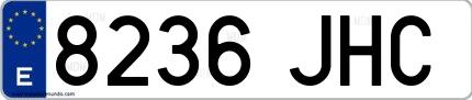 Ejemplo de matrícula española 8236 JHC