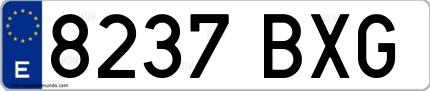 Ejemplo de matrícula española 8237 BXG