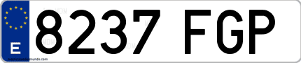 Ejemplo de matrícula de coche ordinaria 8237 FGP