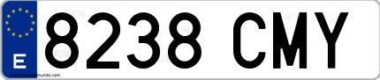 Ejemplo de matrícula española 8238 CMY