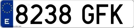 Ejemplo de matrícula española 8238 GFK