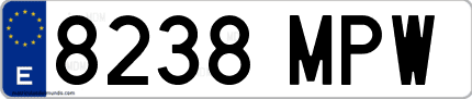Ejemplo de matrícula de coche ordinaria 8238 MPW