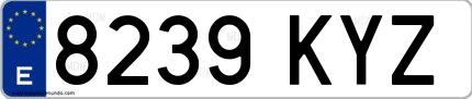 Ejemplo de matrícula española 8239 KYZ