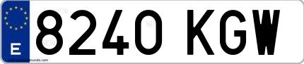 Ejemplo de matrícula española 8240 KGW