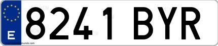 Ejemplo de matrícula española 8241 BYR