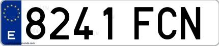 Ejemplo de matrícula española 8241 FCN