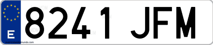Ejemplo de matrícula de coche ordinaria 8241 JFM