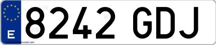 Ejemplo de matrícula española 8242 GDJ