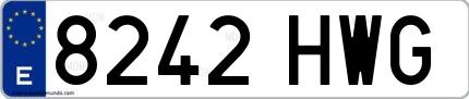 Ejemplo de matrícula española 8242 HWG