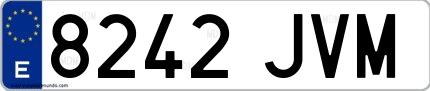 Ejemplo de matrícula española 8242 JVM
