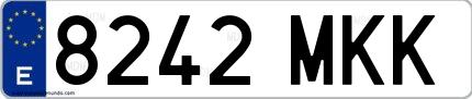 Ejemplo de matrícula española 8242 MKK