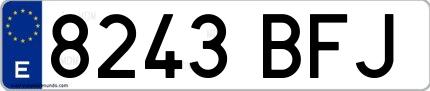 Ejemplo de matrícula española 8243 BFJ
