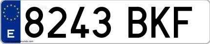 Ejemplo de matrícula española 8243 BKF