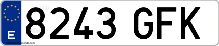 Ejemplo de matrícula de coche ordinaria 8243 GFK