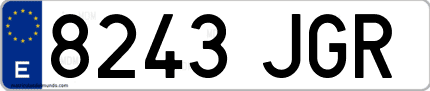 Ejemplo de matrícula de coche ordinaria 8243 JGR