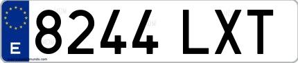 Ejemplo de matrícula española 8244 LXT