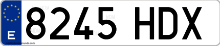 Ejemplo de matrícula de coche ordinaria 8245 HDX