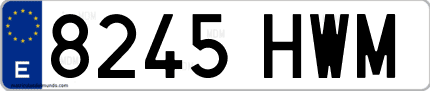 Ejemplo de matrícula de coche ordinaria 8245 HWM