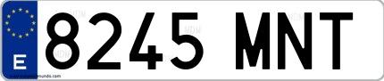 Ejemplo de matrícula española 8245 MNT