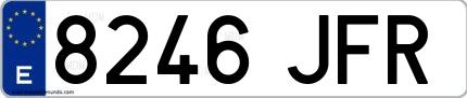 Ejemplo de matrícula española 8246 JFR