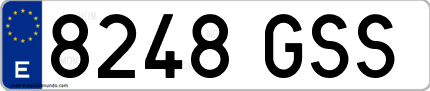 Ejemplo de matrícula de coche ordinaria 8248 GSS