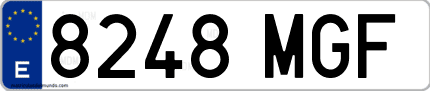 Ejemplo de matrícula de coche ordinaria 8248 MGF