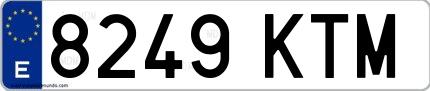 Ejemplo de matrícula española 8249 KTM