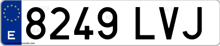 Ejemplo de matrícula de coche ordinaria 8249 LVJ