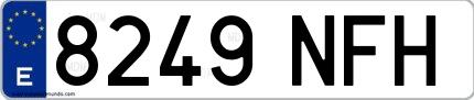 Ejemplo de matrícula española 8249 NFH