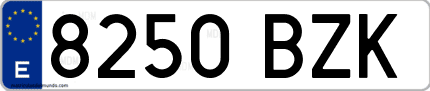 Ejemplo de matrícula de coche ordinaria 8250 BZK