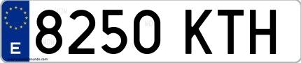 Ejemplo de matrícula española 8250 KTH