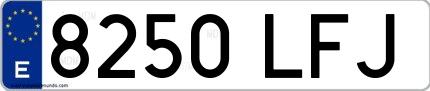 Ejemplo de matrícula española 8250 LFJ