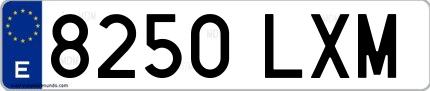 Ejemplo de matrícula española 8250 LXM