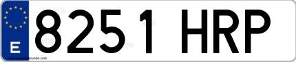 Ejemplo de matrícula española 8251 HRP