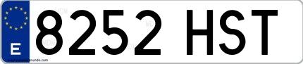 Ejemplo de matrícula española 8252 HST