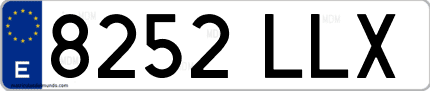 Ejemplo de matrícula de coche ordinaria 8252 LLX