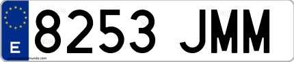 Ejemplo de matrícula de coche ordinaria 8253 JMM