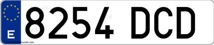 Ejemplo de matrícula de coche ordinaria 8254 DCD