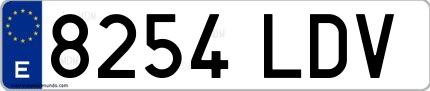 Ejemplo de matrícula española 8254 LDV