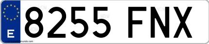 Ejemplo de matrícula española 8255 FNX