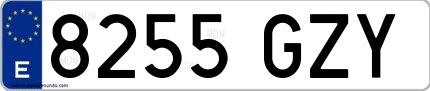 Ejemplo de matrícula española 8255 GZY