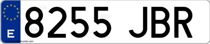 Ejemplo de matrícula española 8255 JBR