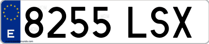 Ejemplo de matrícula de coche ordinaria 8255 LSX