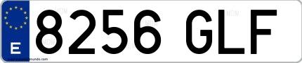 Ejemplo de matrícula española 8256 GLF