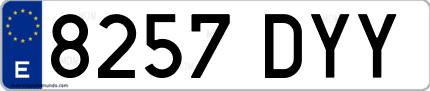 Ejemplo de matrícula de coche ordinaria 8257 DYY